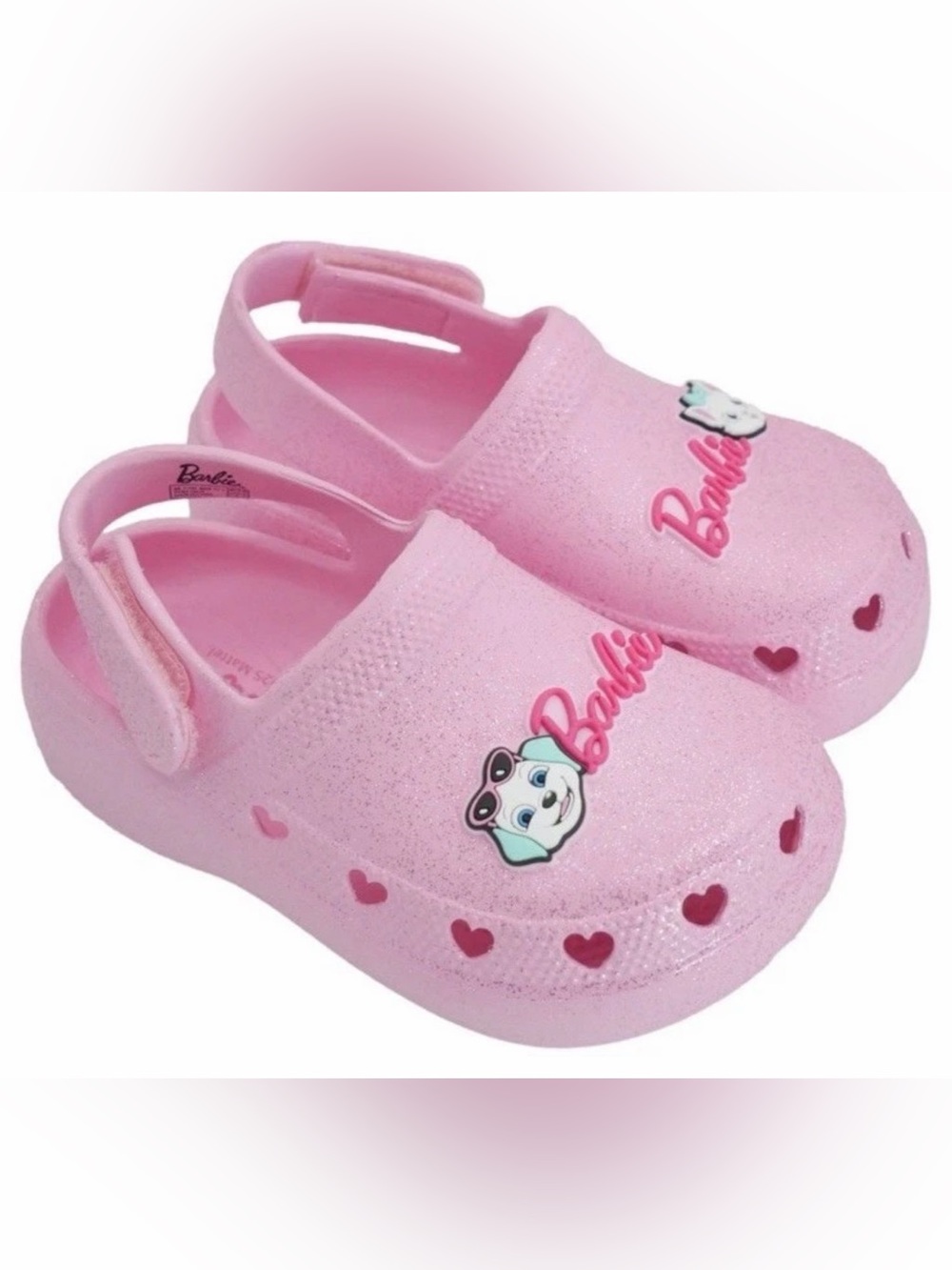 Barbie Pink Heart Clog Sandals with Puppy Accent Girls Size 10